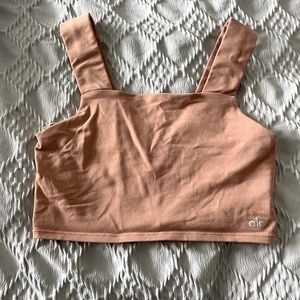Alo yoga sports bra square neck small peach